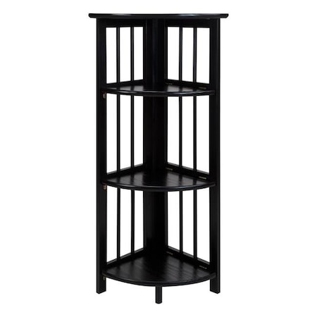 Casual Home Casual Home 315-12 4-Shelf Corner Folding Bookcase; Black 315-12